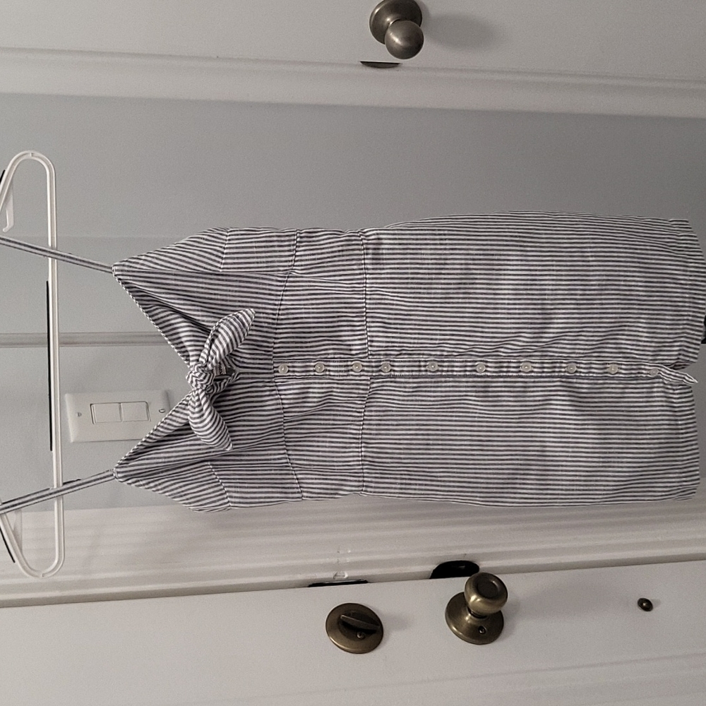 Abercrombie & Fitch Cotton Tie-Front Striped Mini Dress Size Extra Small